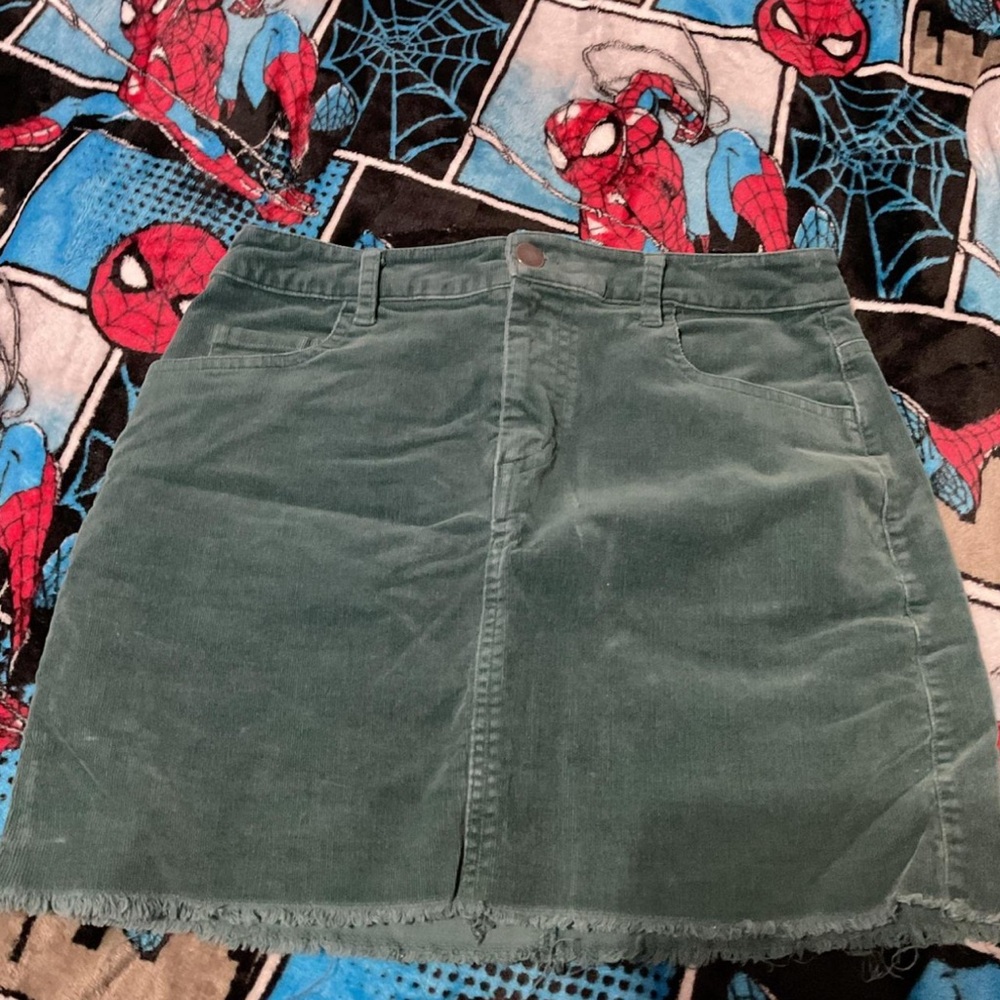 Green Corduroy Women's Skirt
